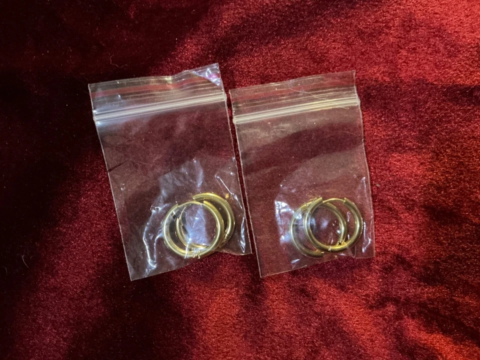 Multi-Tone Gold-Plated Chunky Hoop Earring Set of Two - Image 2 of 3