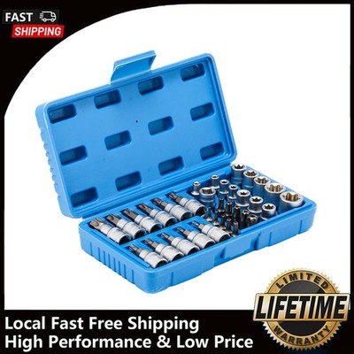 Bit Set USA 5/16''F Tamper Proof 3/8 Drive Male Female 3/8'' Kit E-torx 34x 34Set