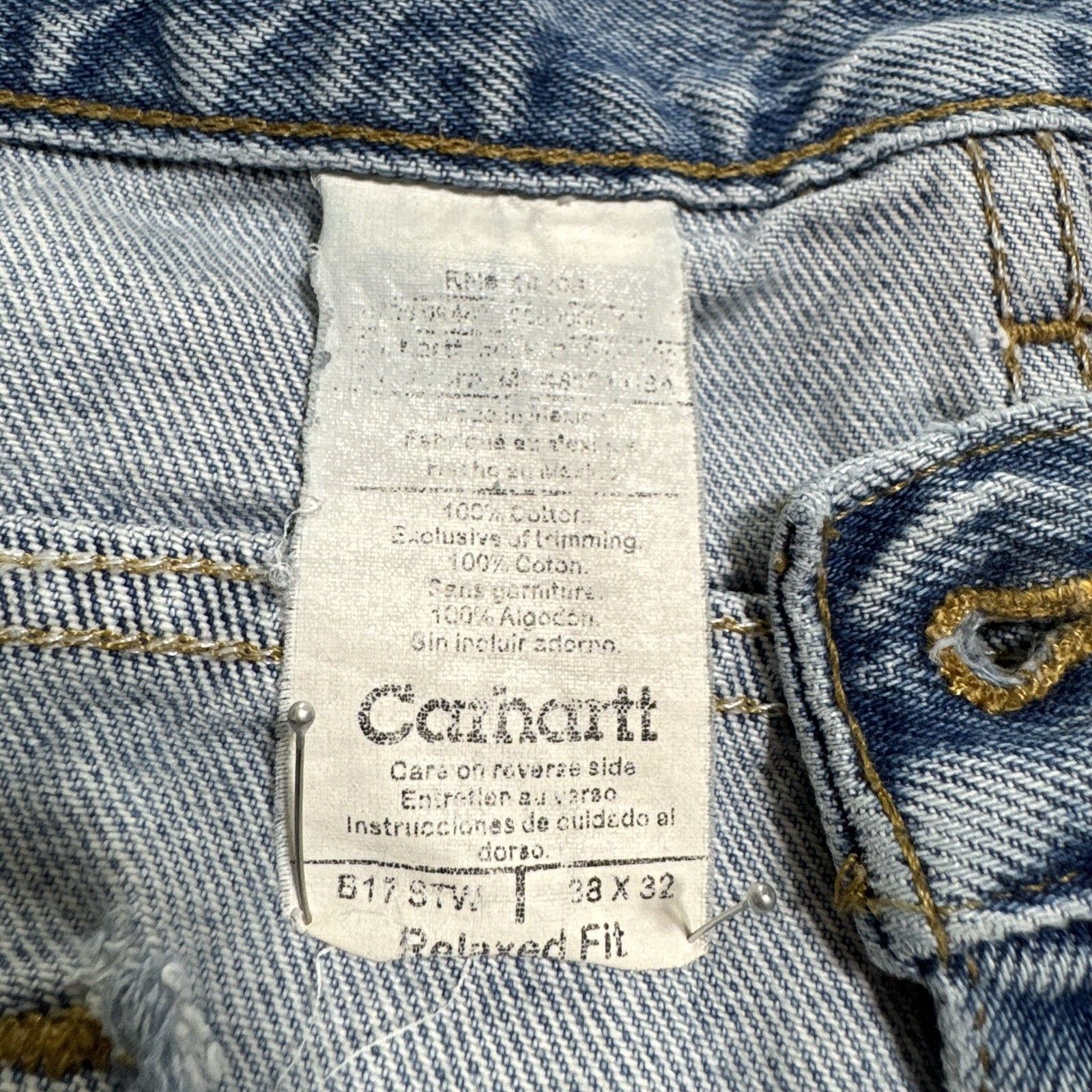 Carhartt B17-STV Men’s Relaxed Fit Work Jeans 38x32 Blue Denim Zip Fly thumbnail 5