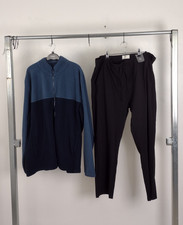 M S TU Men's 2pcs Bundle Fleece Trousers Size 2XL Short Black Blue Sample New F2