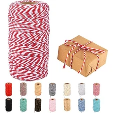 Red and White Cotton Twine String for Crafts Weddings Butcher Christmas Wrapping
