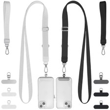 Phone Lanyard Set of 2 Pack Adjustable Crossbody Neck Wrist Straps with 6 Pcs