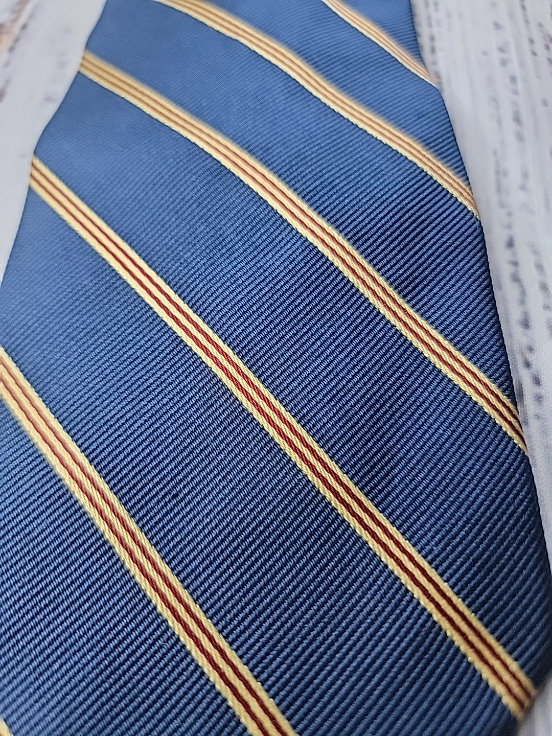 Brooks Brothers Makers Silk Repp Tie Woven Striped Blue Red Textured USA thumbnail 4