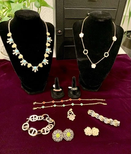 Mixed Costume Jewelry Vintage to Modern Lot UV Reactive Moissanite Pendant