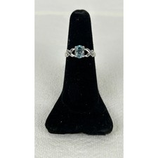 Sterling Silver 925 Aquamarine Ring Size 6.5 Oval Blue Gemstone