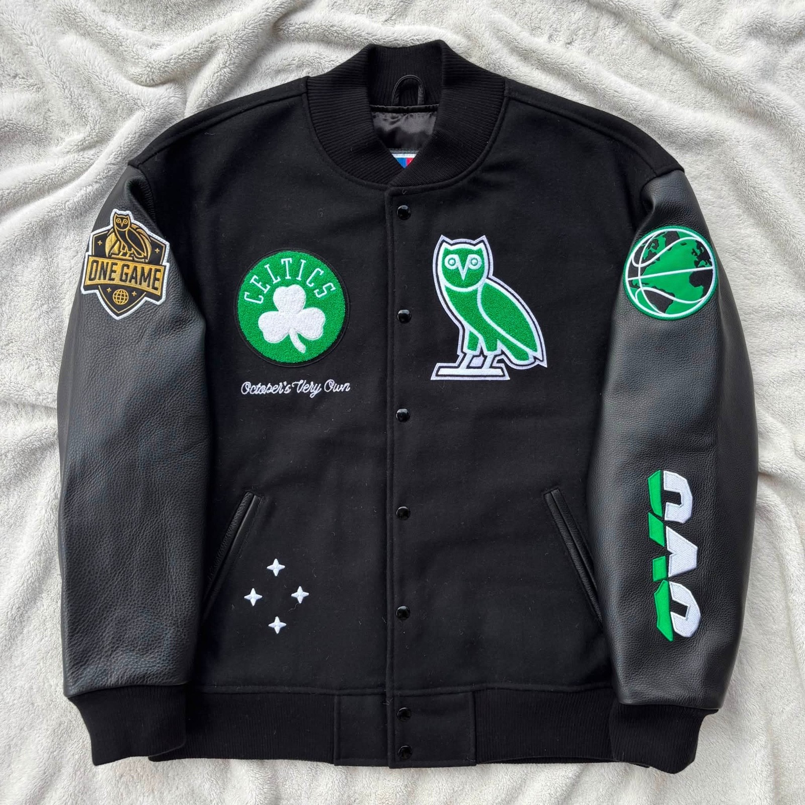 OVO x NBA Boston Celtics Leather Varsity Jacket - XL - Authentic - New