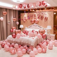 CAKKA Valentines Day Balloons Kit, 101 Pack Rose Gold Pink Heart