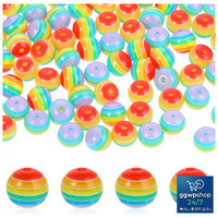 Acryl Bastelperlen 10Mm Regenbogen 100 StüCk Runde Perlen FüR Schmuck ArmbäNder