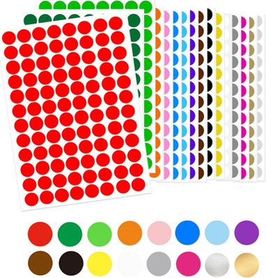 1536 Stück Runde Klebepunkte 15mm selbstklebende Punktaufkleber 16 Farben Farbko