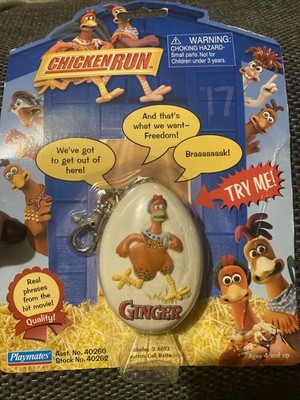 Playmates Chicken Run Ingwer sprechender Schlüsselanhänger Clip auf Vintage Spielzeug