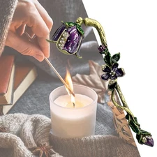 Candle Extinguisher w/ Vintage Purple Flower,Candle Snuffer,Put Out Candle Cover