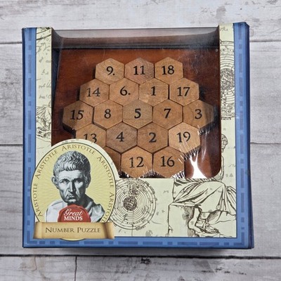 Professor Puzzle Great Minds Aristotle Number Puzzle Wood Hexagon Brown