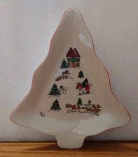 Jamestown China The Joy Of Christmas Small Tree Shaped Nut Appetizer Dish 1987