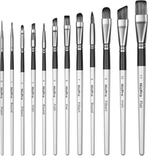 Nicpro 12PCS Artist Paint Brush Set, Craft Paint Brushes for Acrylic Painting, O