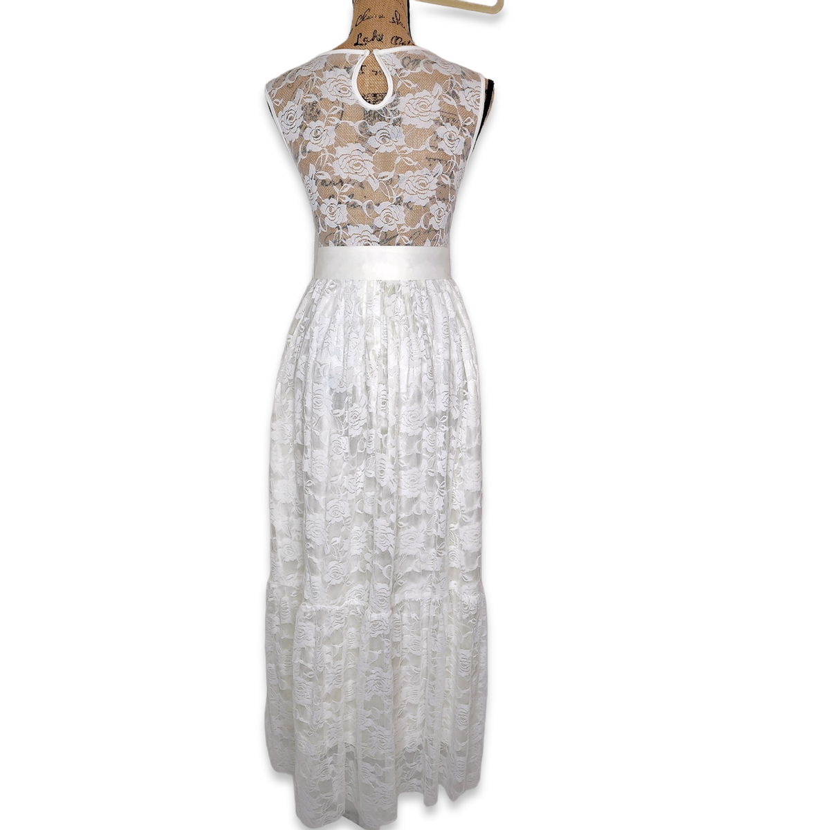 open-back lace and mesh bridesmaid dress Junie Applique Mesh Floor Length Dress