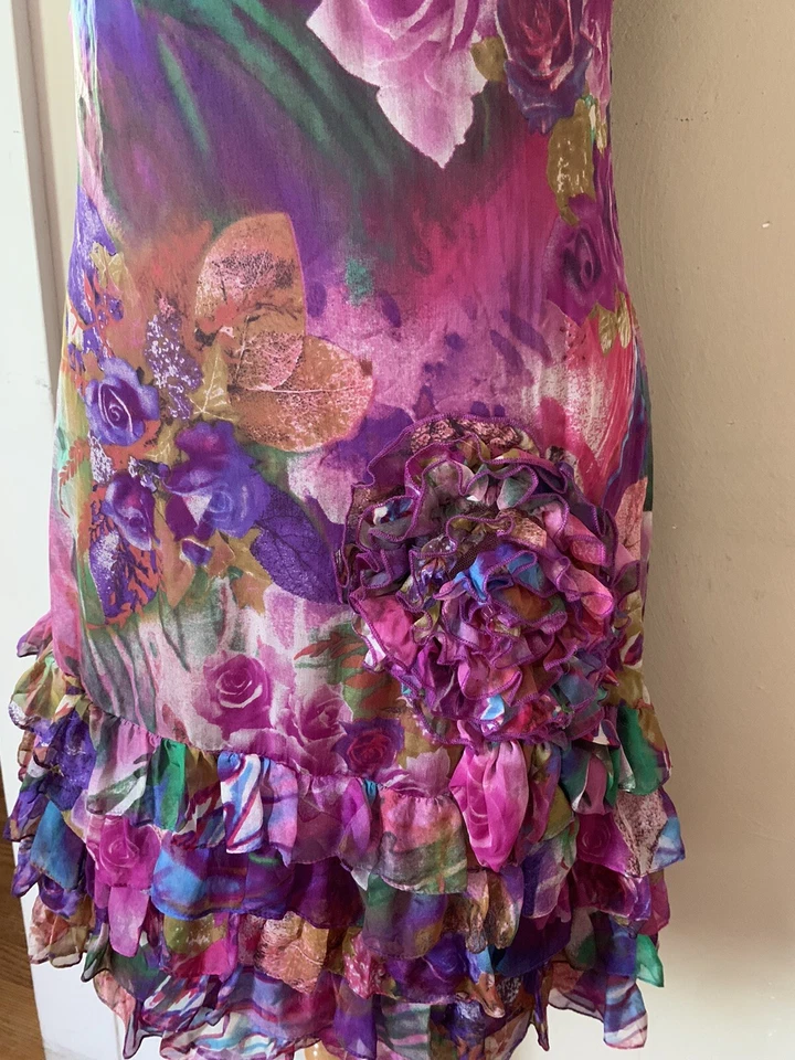 Sue Wong 100% Silk Multicolored women summer casual dress Size 6 - Image 3 of 4