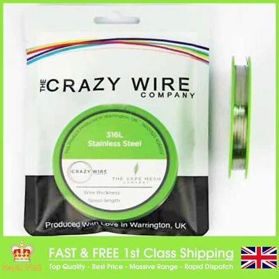 CRAZY WIRE COMPANY 0.5mm / 24 AWG Stainless Steel Wire 316L Marine Grade 50 Metre Spool x 2 Pack