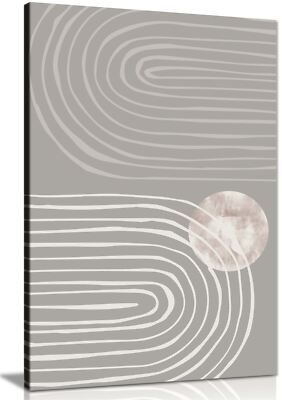 Graue Bogenlinie Grafik Kunst Gerahmtes Leinwandbild Wandbild Wohndeko