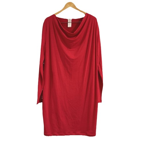 Wolford Women's Lipstick Red Long Sleeve Cowl Neck Cool Wool Dress Jersey L Glam - Picture 2 of 15