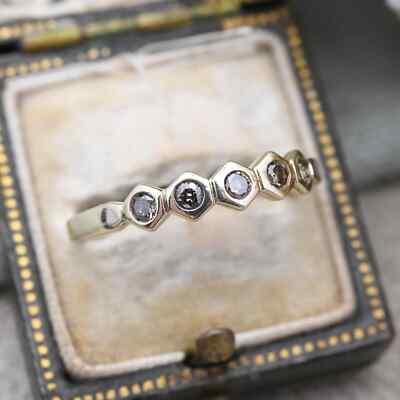 Halber Ewigkeitsring 9 kt Gold 5 Steine QVC brauner Edelstein   UK-Größe U | US-Größe 10