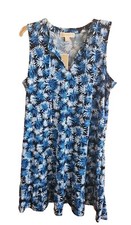 MICHAEL Michael Kors Women's Grecian Blue Ruffle Bottom Tank Dress SZ XL New