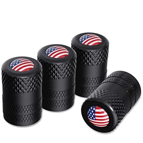 American Flag Valve Stem Caps, Aluminum USA Tire Valve Caps, Universal Dust - Picture 2 of 7