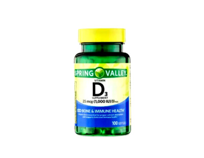 Spring Valley Vitamin D3 Dietary Supplement Softgels 1000 IU 25 Mcg 100 Count