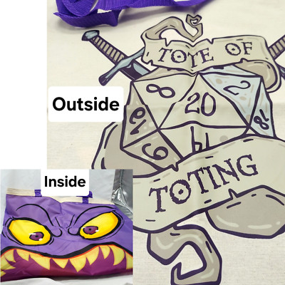 Tote of Toting 20 Sided Dice/Mimic Reversible D&D 21x18 in Oversized Tote Bag