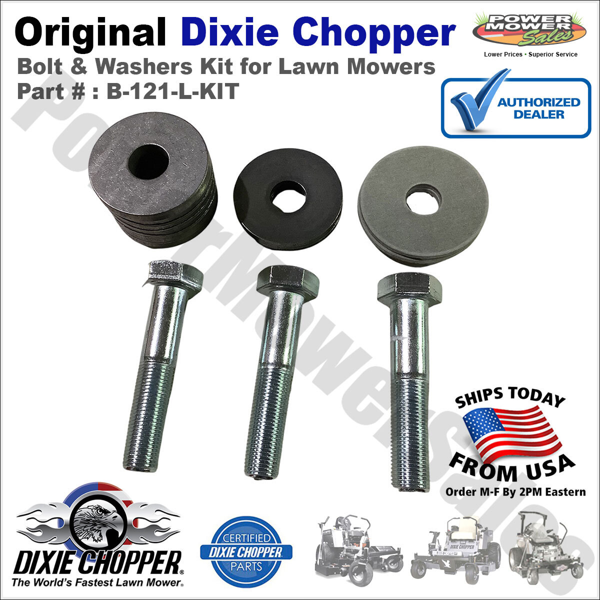 Dixie Chopper Long Blade Bolt & Washers Kit B-121 W-100 W-101 W