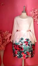 WOMEN PLUS SIZE FLORAL LONG SLEEVE MIDI DRESS ( SIZE 5XL )