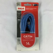 14 FT RCA Ethernet Network Cable Cord CAT5e 100mhz- Blue - Computer NIP