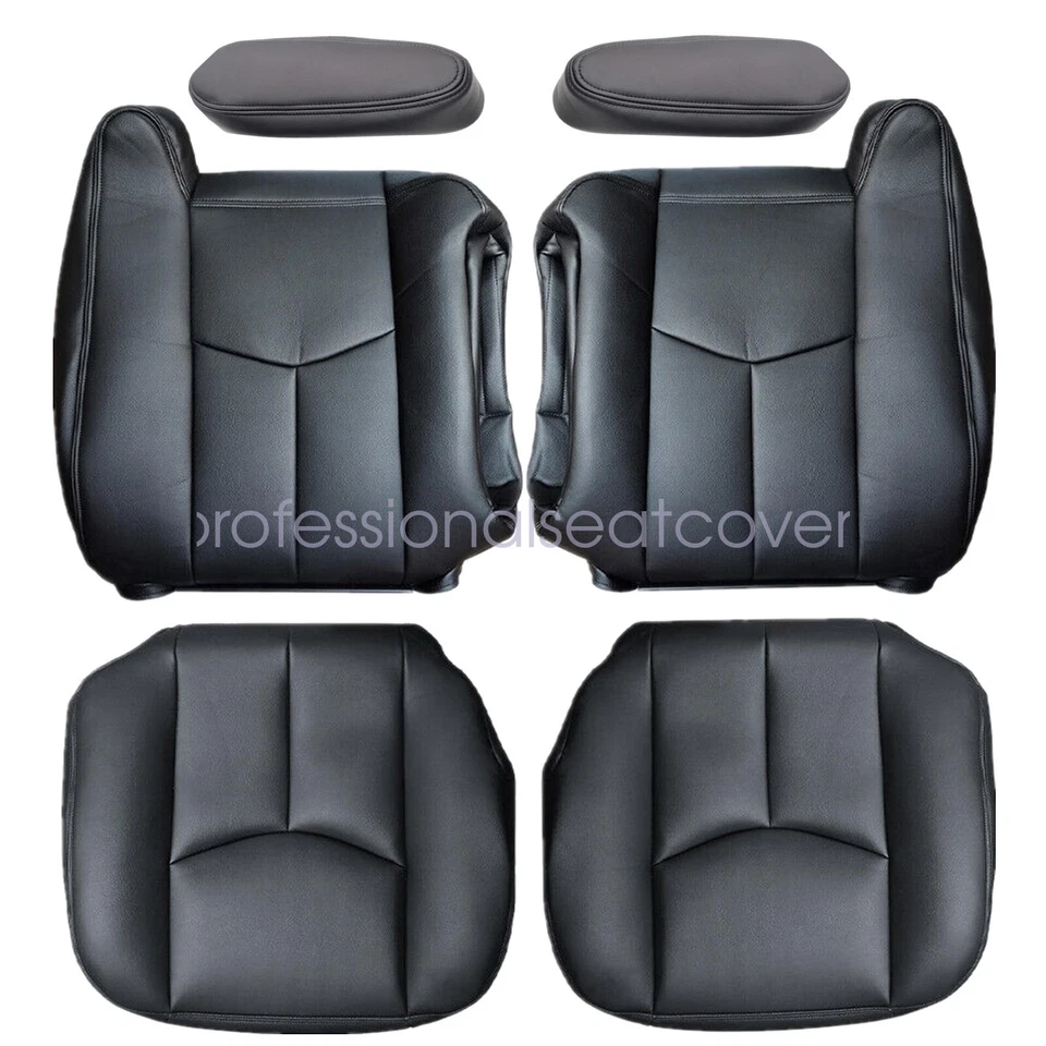 Cubierta de asiento de cuero negra inferior y superior para GMC Sierra 1500 2500 2003-2006 Foto 2 de 4
