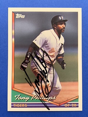 TONY PHILLIPS (Dec) (A s 1989 WS CHAMP) Signed 1994 Topps #48 Autograph Auto