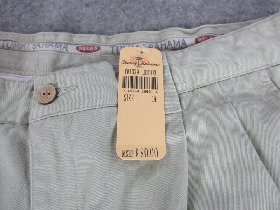 Tommy Bahama Pants Womens 14 Beige Brown Relax Khaki Flat Front Trousers 30x30 - Image 3 of 4