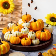 Thyle 72 Pcs Mini Pumpkins Fall Decoration Artificial Small Fake Harvest Oran...