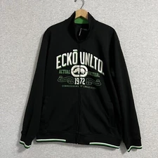 Ecko Unltd Jacket Mens Large Black Spellout Logos Zip Streetwear Y2K Retro