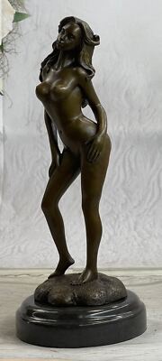 Western Art Deco Sculpture Nude Woman Girl Signed Bronze statue ...
