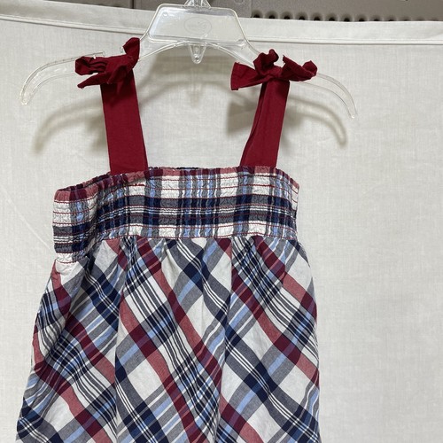 The Childrens Place Girls 3T Dress Plaid Patriotic Summer Ruffle Red White Blue - Picture 4 of 6
