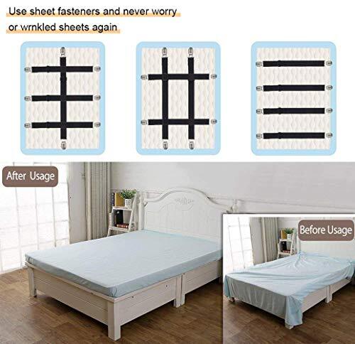 4Pcs Adjustable Bed Sheet Straps Clips, Elastic Mattress Sheet 4pcs-black - Bild 3 von 7