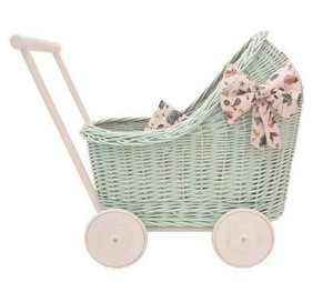 green dolls pram