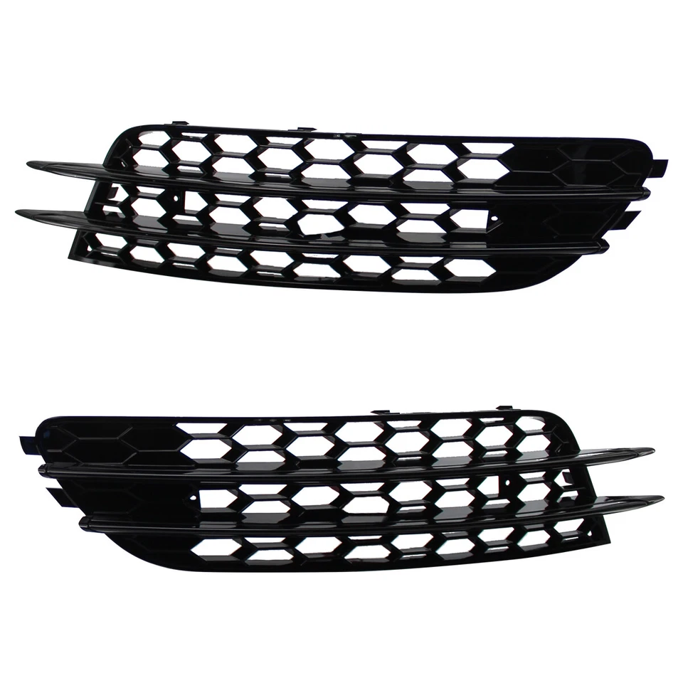 For Audi A6 C7 2012-15 Pair Black Front Bumper Fog Light Lamp Cover Grille Grill - Изображение 2 из 4