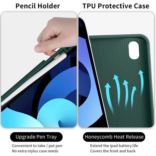 Smart Case For Apple iPad 10th 9th 8th 7th Gen Air 4 5th Cover with Pen Holder - Picture 4 of 30