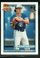 PAT BORDERS 1991 Topps Baseball DESERT SHIELD GOLD FOIL STAMP #49 BLUE JAYS