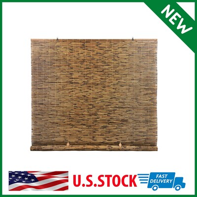Indoor Outdoor Window Blinds Natural Roll Up Shade Sun Bamboo 72 in W x 72 in