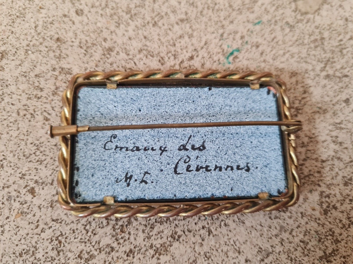 Broche Ancienne En émail Des Cévennes - Signée M.H ? - Métal Et émail - Occasion Excellent état