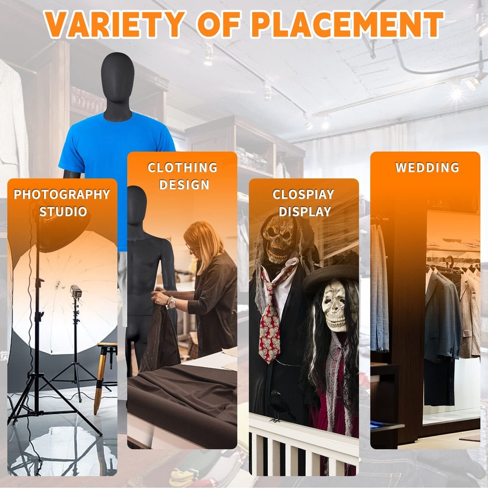 YumHome 1PC Male Mannequin 73 Inch Full Body Model Stand, Poseable