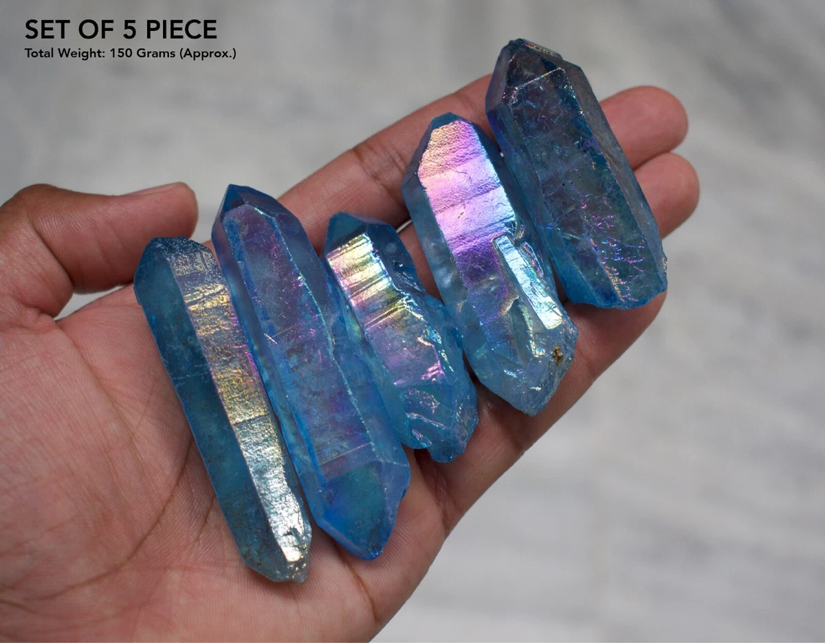 Aqua Aura Crystal Quartz Points Natural Points Bulk Lot