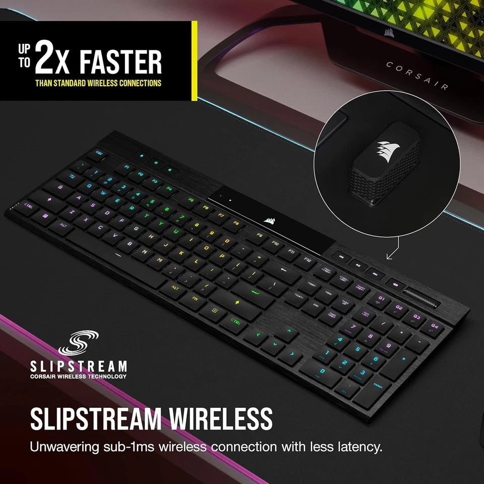 Corsair K100 AIR Wireless RGB Ultra-Thin Mechanical Gaming Keyboard - UK Layout - Image 4 of 4