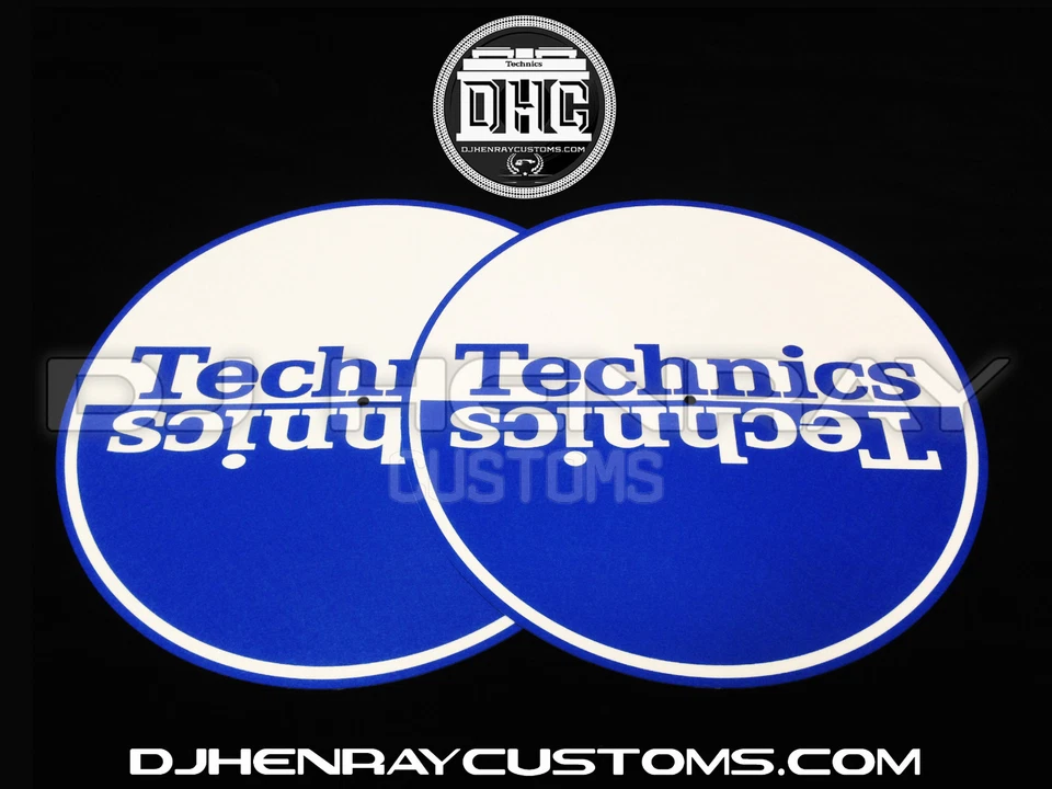 Technics Blue & White halfmoom Dj Slipmats sl1200's mk5 m3d m5g or any turntable