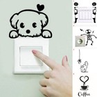 Switch Sticker 3D Black Cat Dog Cartoon Wall Decal Mural Art Kid Room Home $